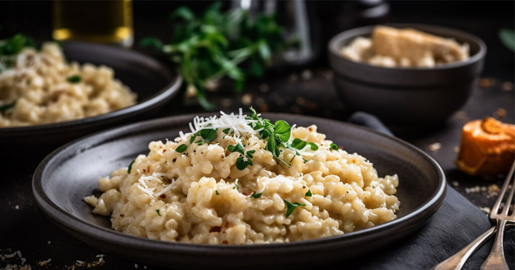 prato de risoto sob a mesa